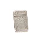FOUR VICTORIAN SILVER ENGINE-TURNED VESTA CASES comprising: a rectangular combined case and
