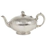 ˜A VICTORIAN SILVER BACHELORS TEAPOT, WILLIAM ROBERT SMILY, LONDON, 1855 compressed circular,