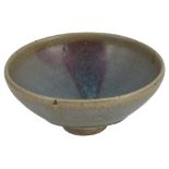 A CHINESE JUN PURPLE-SPLASHED BOWL, YUAN DYNASTY (1279-1368) the deep conical sides rising from a