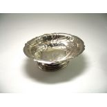 A GERMAN SILVER SWEETMEAT DISH, MARKS INDISTINCT, MID 18TH CENTURY shaped oval, pricked with