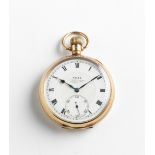 ROLEX: A GENTLEMAN'S GOLD POCKET WATCH, CIRCA 1925 keyless wind 15 jewel movement signed Rolex,