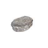 A FRENCH SILVER SNUFF BOX, PARIS, 1738-1744 cartouche shaped, chased and engraved with Venus and