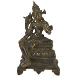 A PALA STYLE BRONZE FIGURE OF PADMAPANI, TIBET, CIRCA 18TH CENTURY on raised rectangular base,