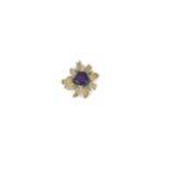 EIGHTEEN CARAT GOLD, AMETHYST, EMERALD AND DIAMOND BROOCH, ANDREW GRIMA, LONDON, 1964 set to the
