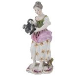 A FRANKENTHAL FIGURE OF A GIRL WITH WATERING CAN, CIRCA 1760 modelled by Johann Wilhelm Lanz (b.