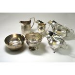 ASSORTED ENGLISH SILVER comprising: an oval sauceboat on three pad feet, Viners Ltd., Sheffield,