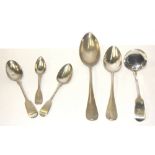 A SET OF SIX VICTORIAN SILVER TEASPOONS, JOHN STONE, EXETER, 1844 Fiddle pattern, the terminals