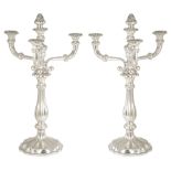 A PAIR OF AUSTRIAN SILVER FOUR-LIGHT CANDELABRA, JOSEF WEININGER, VIENNA, 1855 fluted circular bases