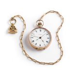 A GENTLEMAN'S GOLD POCKET WATCH, SWISS, CIRCA 1912 centre seconds, unsigned keyless wind three-