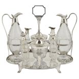 A GEORGE III SILVER CRUET SET, HENRY GREEN, LONDON, 1792-96 the base of elongated quatrelobe form