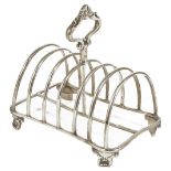 A VICTORIAN SILVER TOAST RACK, ROBINSON, EDKINS & ASTON, BIRMINGHAM, 1838 oblong, with seven bars