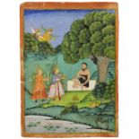 IBRAHIM VISITED BY ANGELS, MEWAR, INDIA, CIRCA 1800 gouache with gold on paper, Ibrahim depicted