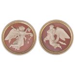 A PAIR OF DANISH TERRACOTTA ROUNDELS OF 'NIGHT' AND 'DAY', P. IPSENS ENKE, COPENHAGEN, CIRCA 1885