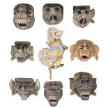 A COLLECTION OF HINDU MASKS, INDONESIA, 20TH CENTURY carved and painted wood, each with