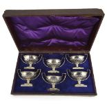 A PAIR OF GEORGE III SILVER SALT CELLARS, PETER PODIO, LONDON, 1795 square pedestal bases, lobed