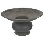 A TURNED BRONZE BASIN, PROBABLY KERALA, SOUTH INDIA, 18TH/19TH CENTURY the bulbous body on rim foot,