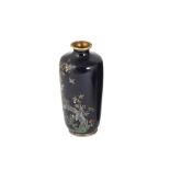 A JAPANESE CLOISONNE VASE, MIWA, MEIJI PERIOD (1868-1912) almost cylindrical, worked with a bird