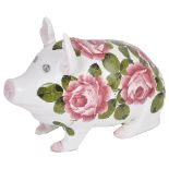 A BOVEY POTTERY WEMYSS WARE PIG, CIRCA 1930-50 medium size, painted by (or under the direction of)