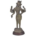 A BRONZE FIGURE OF TARA, NEPAL, 19TH/20TH CENTURY the six armed goddess standing on a lotus base,