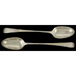 A PAIR OF GEORGE III SILVER GRAVY SPOONS, THOMAS CHAWNER, LONDON, 1773 Old English pattern,