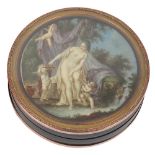 ˜A gold-mounted tortoiseshell SNUFF box AND COVER, french, later 18th century the cover inset with a