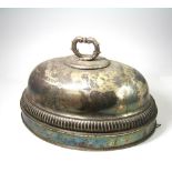 A SHEFFIELD PLATE MEAT DISH COVER, EARLY 19TH CENTURY oval, with let-in engraved silver coat of arms