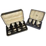 ˜A SILVER THREE-PIECE CONDIMENT SET, ADIE BROTHERS LTD, BIRMINGHAM, 1935/39 ribbed tapering