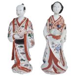TWO JAPANESE ARITA PORCELAIN FIGURES OF A MAN AND A WOMAN, EDO PERIOD, LATE 17TH CENTURY each
