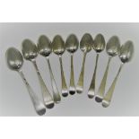 A COLLECTION OF NINE SILVER FANCY-BACK TEASPOONS, ALL BOTTOM MARKED, LONDON, CIRCA 1750 variously