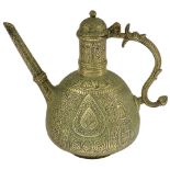 A MUGHAL BRASS EWER, NORTHERN INDIA, PROBABLY LAHORE (NOW PAKISTAN), 17TH/18TH CENTURY of bulbous