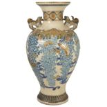 A JAPANESE SATSUMA LARGE VASE, KINKOZAN, MEIJI PERIOD (1868-1912) baluster, the shoulders with