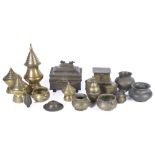 A COLLECTION OF BRASS BOXES AND VESSELS, INDIA AND SOUTH EAST ASIA, 17TH CENTURY AND LATER including