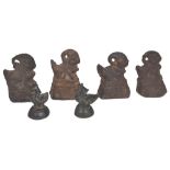 A GROUP OF WEIGHTS, BURMA, PROBABLY 19TH CENTURY four of iron, two of bronze, each in the form of