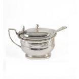 A GEORGE III SILVER MUSTARD POT, EMES & BARNARD, LONDON, 1810 bellied oblong below a band of