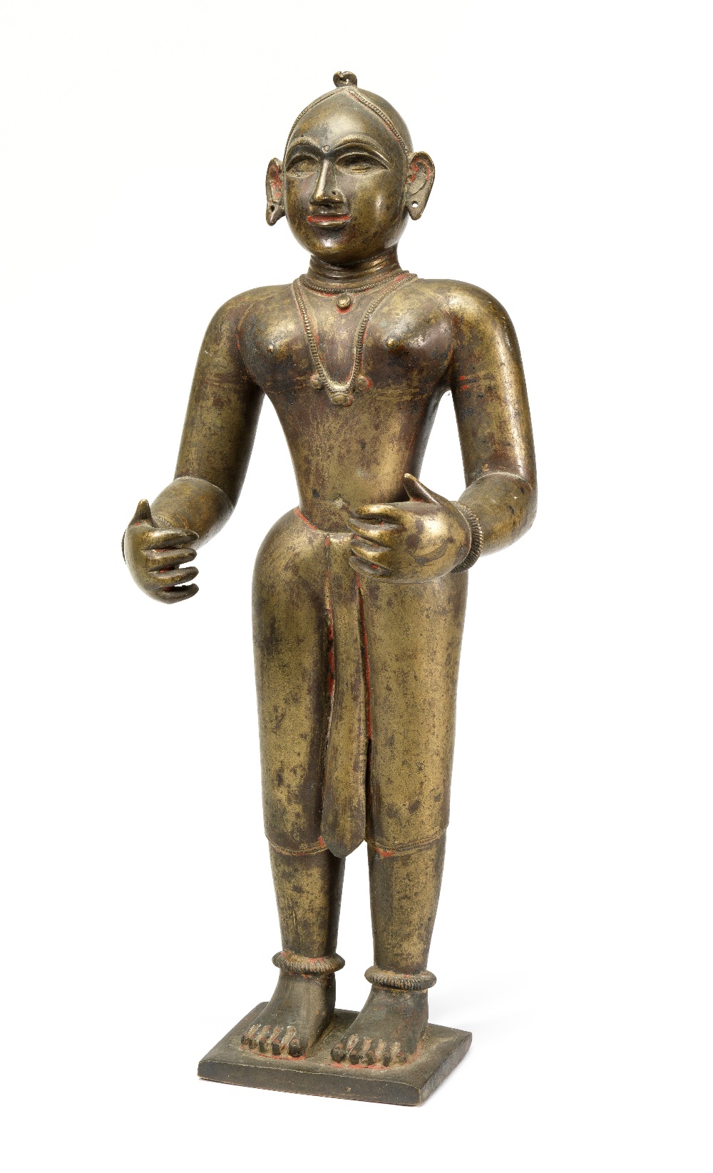 A LARGE FIGURE OF DIPALAKSHMI, BENGAL, EASTERN INDIA, 19TH CENTURY the solid cast bronze female