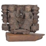 A WOOD ARCHITECTURAL FRAGMENT, GUJARAT, WESTERN INDIA, CIRCA 18TH CENTURY painted and carved in