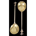 A PAIR OF GEORGE V SILVER NOVELTY SPOONS, ELKINGTON & CO. LTD., LONDON, 1910 each terminal in the
