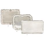 AN AUSTRIAN SILVER TRAY, MAKER'S MARK HW OR KW, VIENNA, 1860 plain shaped oblong with cut corners,