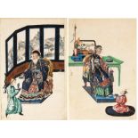 A GROUP OF ELEVEN CHINESE PITH PAPER PAINTINGS, QING DYNASTY, 19TH CENTURY comprising: a pair each