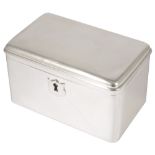 AN AUSTRO-HUNGARIAN SILVER SUGAR BOX, CARL LACKSTAMPFER, BRNO, 1840 plain rectangular, applied