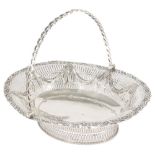 A GEORGE III SILVER BASKET, ALDRIDGE & GREEN, LONDON, 1774 oval, the sides chased with drapery