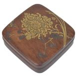 ˜A JAPANESE ROSEWOOD SMALL BOX AND COVER, JITOKUSAI SAKU, MEIJI PERIOD, LATE 19TH CENTURY rounded