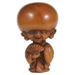 A JAPANESE BOXWOOD NETSUKE OF FUKUSUKE, EARLY MEIJI PERIOD, CIRCA 1870 typically carved with