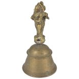 A HINDU RITUAL BELL, DECCAN, SOUTHERN INDIA, 18TH/19TH CENTURY the handle in the form of adorsed