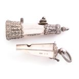 A VICTORIAN SILVER MILITARY BELT WHISTLE, JENNENS & CO., BIRMINGHAM, 1855 the conical whistle with