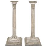 A PAIR OF GEORGE III SHEFFIELD PLATE CANDLESTICKS, PROBABLY MATTHEW FENTON & CO. (BRADBURY p.441),