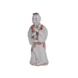 A JAPANESE ARITA FIGURE OF A MUSICIAN, EDO PERIOD, LATE 17TH CENTURY modelled as a man in long robes