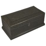 ˜A CARVED WOOD PEN BOX, NAGINA, UTTAR PRADESH, CIRCA 1870 of rectangular form, the ebony exterior