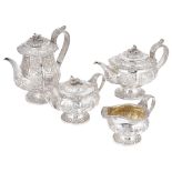˜A GEORGE IV SILVER FOUR-PIECE TEA AND COFFEE SET, JOHN, HENRY & CHARLES LIAS, LONDON, 1824