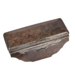 A SILVER-MOUNTED HARDSTONE SNUFF BOX, UNMARKED, GERMAN, MID-18TH CENTURY rectangular, boat-shaped,